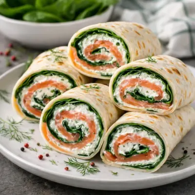 wraps au saumon fumé épinards ricotta : crémeux