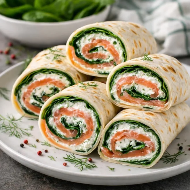 wraps au saumon fumé épinards ricotta : crémeux