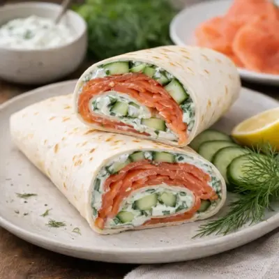 wraps au saumon fumé fromage frais concombre