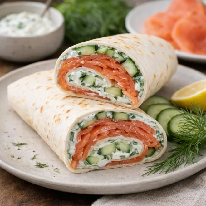 wraps au saumon fumé fromage frais concombre