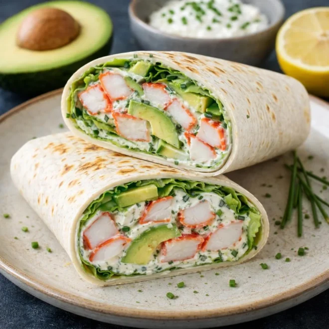 wraps au surimi avocat fromage frais : recette fraîche