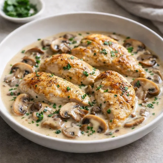 Aiguillettes de poulet crémeuses aux champignons | Facile