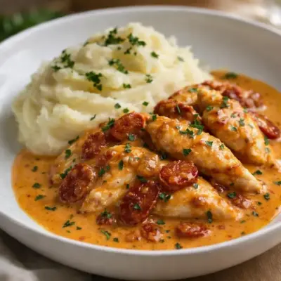 Aiguillettes de poulet sauce crémeuse au chorizo