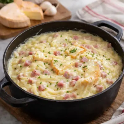 Aligot au reblochon et au jambon : filant et gourmand