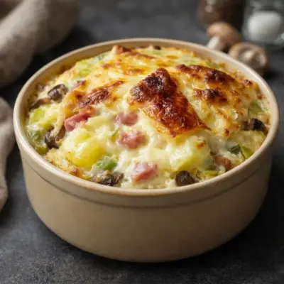 Artiflette aux poireaux et champignons au Reblochon