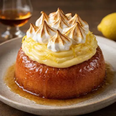 Baba au rhum : crème de citron et meringue