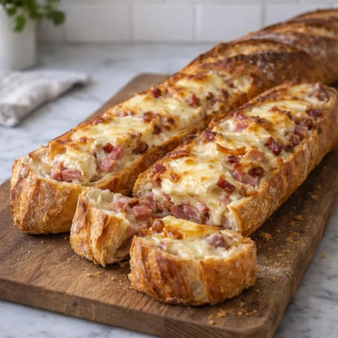 Baguette farcie camembert jambon lardons