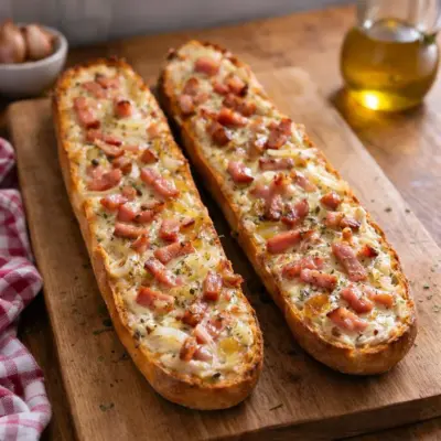 Recette baguette flambée alsacienne aux lardons