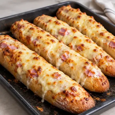 Baguettes gratinées recette facile au jambon