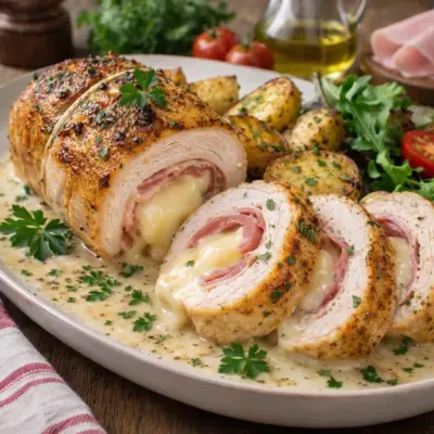 Ballotine de poulet au jambon & cœur coulant