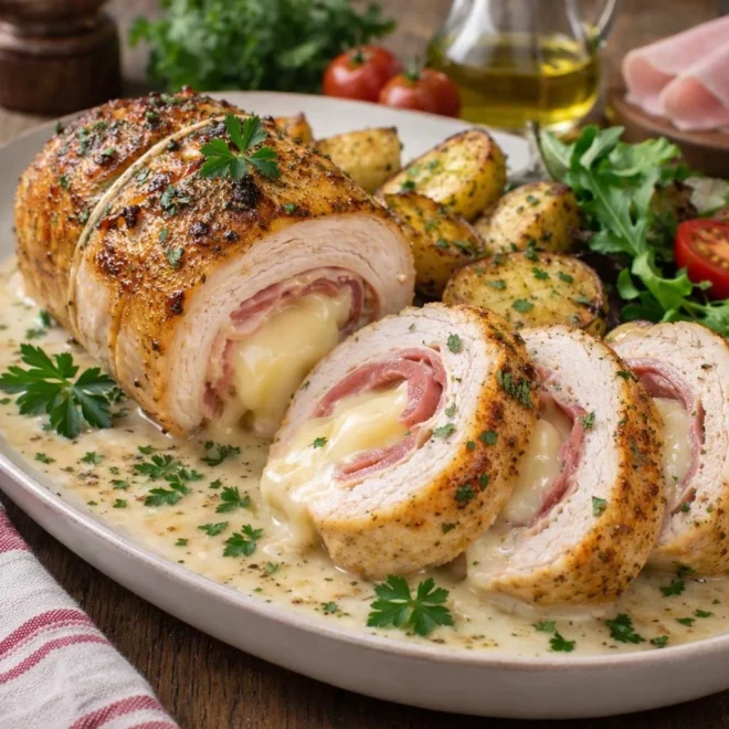 Ballotine de poulet au jambon & cœur coulant
