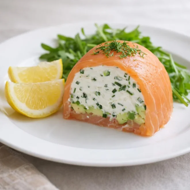 Ballotine de saumon fumé au fromage frais au citron vert