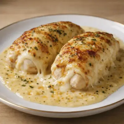poulet farci au fromage au four : sauce crémeuse