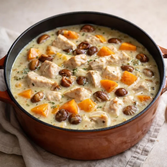 Blanquette de dinde aux marrons et potiron