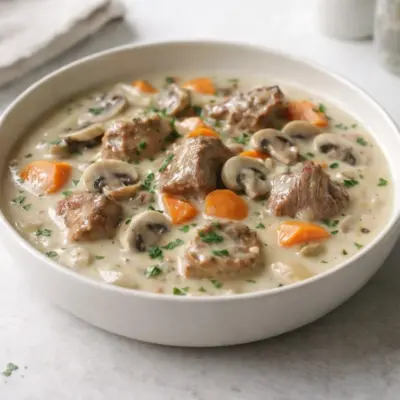 Blanquette de veau aux champignons : sauce blanche onctueuse
