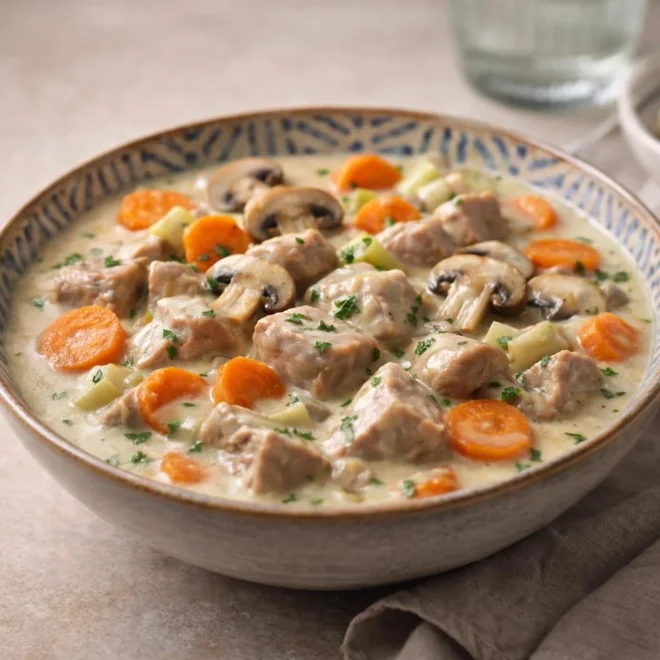 Blanquette de veau classique sauce blanche onctueuse aux champignons