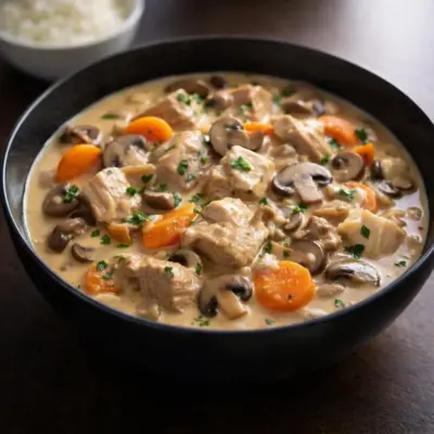 Blanquette de veau crémeuse aux champignons et carottes