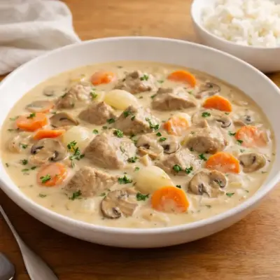 Blanquette de veau traditionnelle sans alcool (onctueuse)