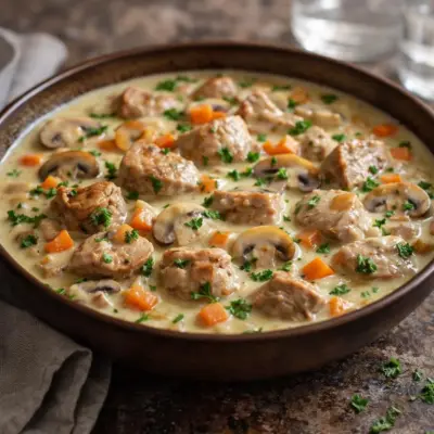 Blanquette de filet mignon de porc aux champignons