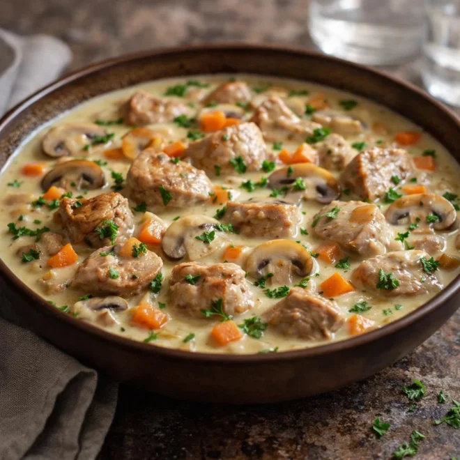 Blanquette de filet mignon de porc aux champignons
