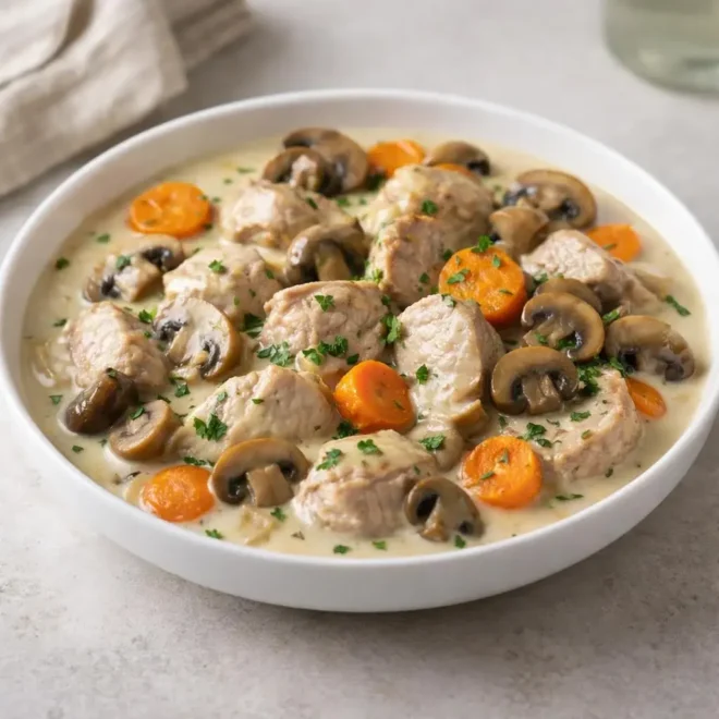 Blanquette de filet mignon de porc aux champignons