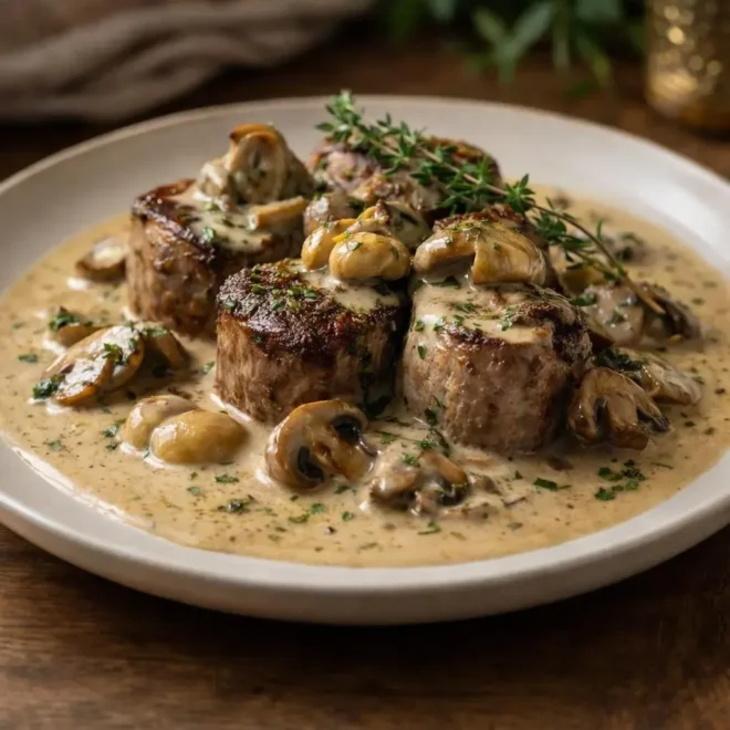Blanquette de filet mignon aux champignons