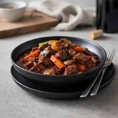 Recette bœuf bourguignon au vin rouge, fondant