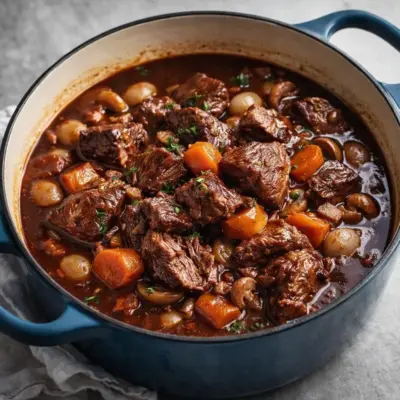 Recette bœuf bourguignon au vin rouge, tendre