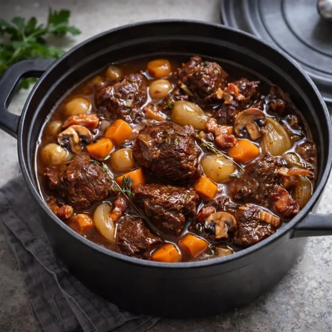 Recette boeuf bourguignon traditionnel au vin rouge
