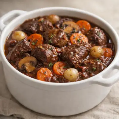 Recette bœuf bourguignon au vin rouge très moelleux