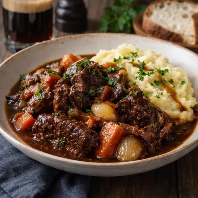 Bœuf braisé à la bière brune façon bistrot