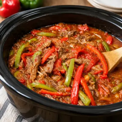 Bœuf mijoté aux poivrons en cocotte