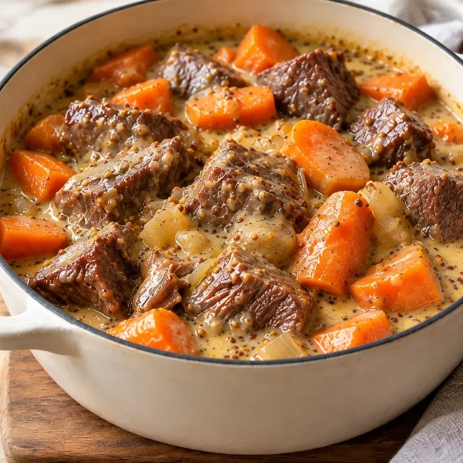 Bœuf mijoté crémeux : recette aux carottes