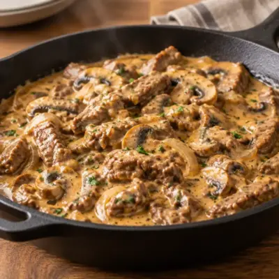 Bœuf stroganoff : recette crémeuse facile