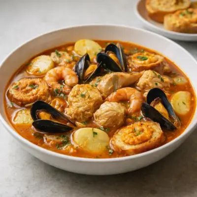 Bouillabaisse express aux poissons de roche et safran