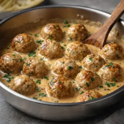 Boulettes de poulet sauce crémeuse au poivre