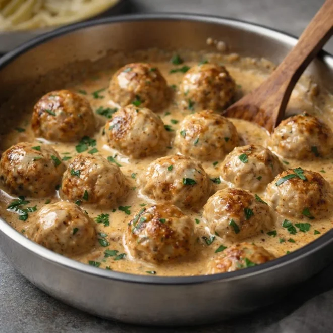 Boulettes de poulet sauce crémeuse au poivre