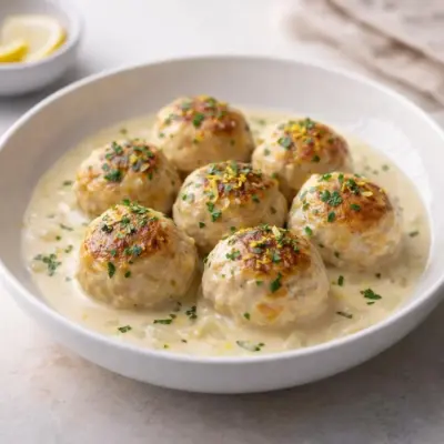 Boulettes de poulet sauce crème citronnée