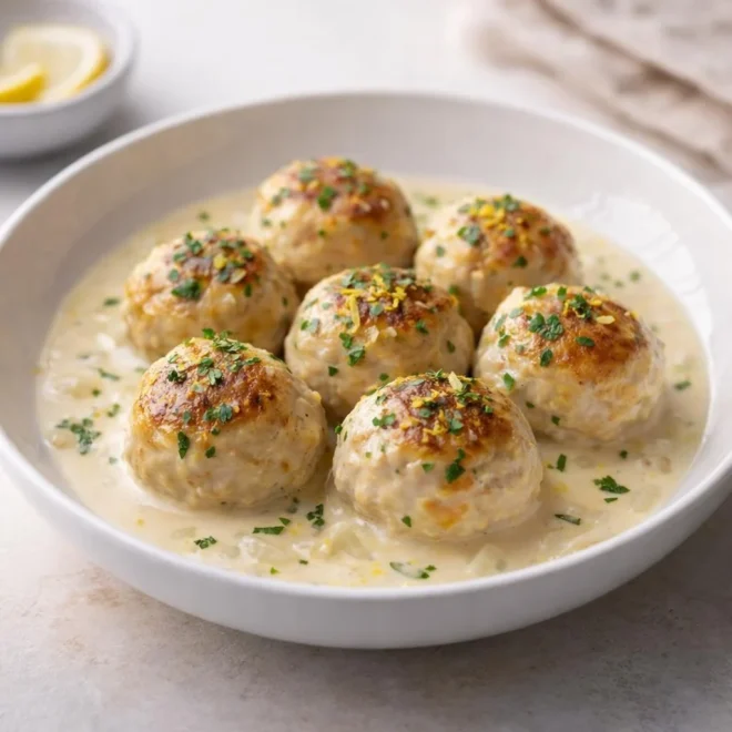 Boulettes de poulet à la sauce crème citronnée