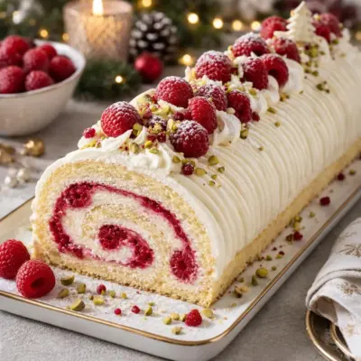 Bûche framboise ultra légère mousse vanillée