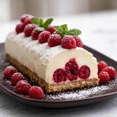 Bûche framboise vanille légère : mousse aérienne