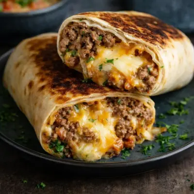 Recette burritos viande fromage : tortillas croustillantes