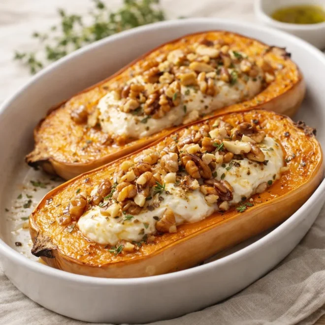 Butternut farcie au chèvre et aux noix — recette
