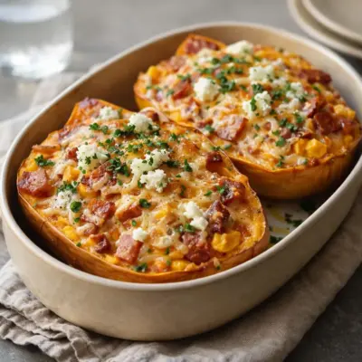 Butternut farcie aux lardons ricotta gratin au four