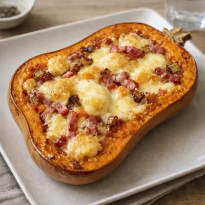 Butternut rôti au reblochon et lardons fumés