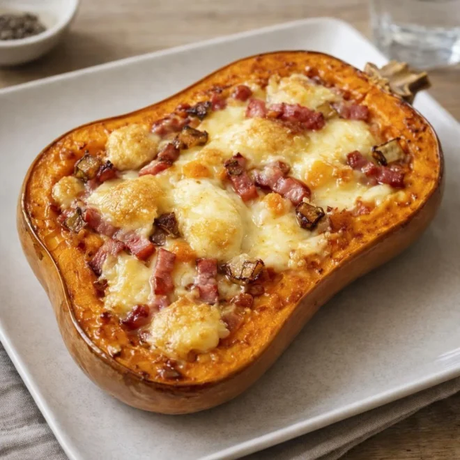 Butternut rôti au reblochon et lardons fumés