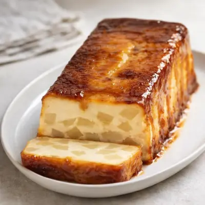 Cake flan aux pommes caramélisées : flan tremblotant