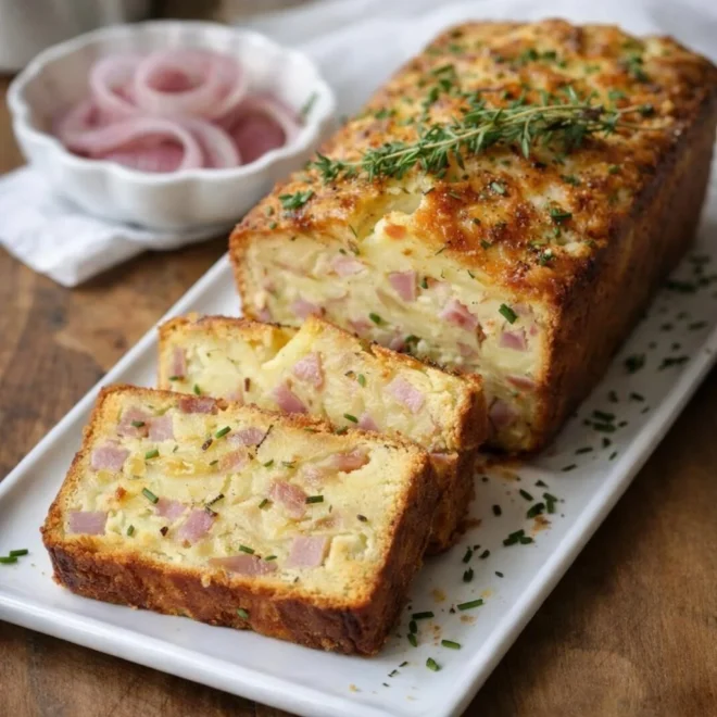 Recette cake salé pommes de terre lardons oignons