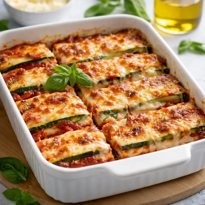Calabacín à la parmesana sans précuisson : gratiné