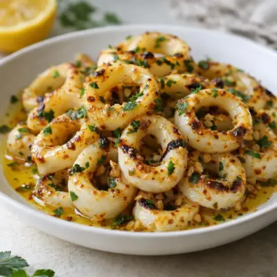 Calamars grillés citron ail au paprika doux | Rapide